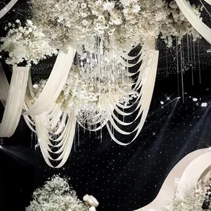 婚礼背景波浪织物天花板窗帘用于派对大厅婚礼帐篷屋顶装饰