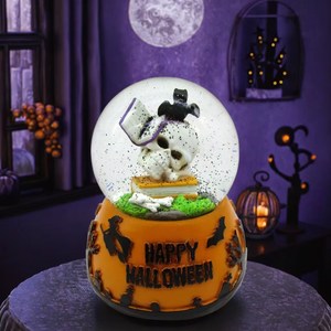 OEM hecho a mano resina 80MM esqueleto iluminado agua globo más nuevo recuerdo bruja estatuilla para interior Halloween bola de cristal Decoración - Product Image 1