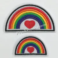 Regenbogen Patches Aufbügeln Chenille Smile Lightning Regenbogen Patch Stickerei Pailletten Patches für Kinder