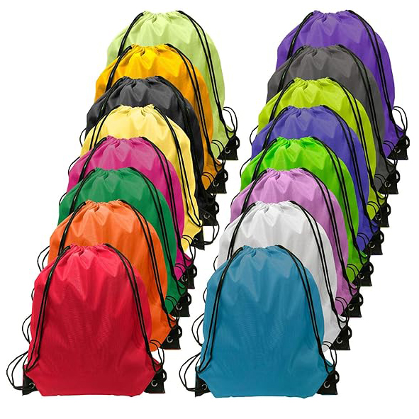 Custom School Gym Sport Reisen Bergsteigen Yoga Nylon Wieder verwendbarer 210d Polyester Bulk Kordel zug Rucksack