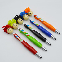 Maitys Stylos à tête de vadrouille Nettoyeur d'écran Stylo à bille 3 en 1 Stylets Creative Fun Topper Pens Mop Head Marker Gel Ink Rollerball