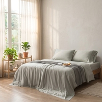 Parure de draps 100 % bambou écologique 300 fils, toucher doux, poches profondes, drap plat, drap-housse, taie d'oreiller