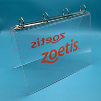 Support de présentation de menu en acrylique transparent en forme de V avec reliure à anneaux