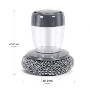 Kitchen Gadgets PET Soap Dispensing Palm <b>Scrub</b> Cleaning Brush Plastic Pot Scrubber Dish Brush With Soap Dispenser - Product Image 6