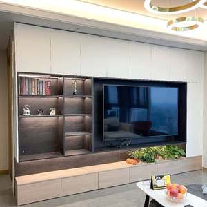 Meuble TV sur mesure pour salon, style nordique, style moderne simple, meuble TV mural encastré au sol - Product Image 2