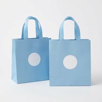 Sac d'emballage cadeau grand format pour petites entreprises, personnalisé avec estampage à chaud, sac en papier bleu clair pour vêtements