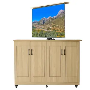 Meuble de tv caché 32-65 ", avec télécommande, support de levage pivotant à 180 degrés, montage pour télévision en haut et en bas, pour chambre à coucher