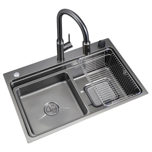 Fregadero de cocina de nuevo diseño, fregadero inteligente <span class=keywords><strong>Bacha</strong></span> con cesta de filtro, escurridor, tabla de cortar, cuenco pequeño, fregadero de cocina SUS304 - Product Image 1