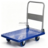 Chariot utilitaire à quatre roues en plastique pour la manutention des stocks et le transfert de matériaux en usine et entrepôt