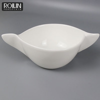 Bol à soupe en porcelaine blanche en gros avec logo personnalisé, vaisselle en céramique pour hôtel, autres fournitures pour hôtels et restaurants