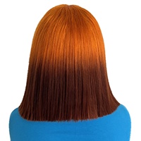 Perruque Bob Ultra-Lisse Ombrée Orange Brun Soyeuse Naturelle Réaliste avec Dentelle Frontale pour Femmes – Vente en Gros