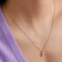 Collier croix diamant en or 14 carats Bijoux chrétiens Collier tendance Collier en argent sterling S925 plaqué non terni Collier pendentif