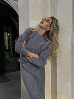 Ensemble Abaya Deux Pièces pour Femmes RO9121, Robe Longue Sirène à Manches Longues, Vêtements Islamiques Modestes, Abaya Dubaï, Ensemble Robe de Bureau Casual
