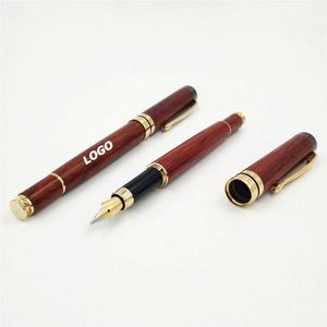 Luxury Rosewood Fountain Pen <b>Gift</b> <b>Set</b> for Students and Corporate Promotions - Custom Engraved Ink Refillable Pen - Product Image 1