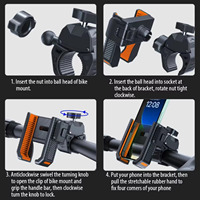 Support de téléphone pour guidon de vélo ou moto, fixation sécurisée, antichoc, flexible, étanche, clip de fixation pour téléphone portable pour 4 à 7 téléphones