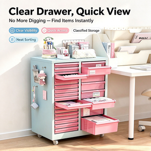 Meuble de rangement mobile multi-tiroirs avec roulettes, organiseur de fichiers de bureau, unité de rangement à tiroirs pour le bureau, l'étude et les fournitures de bureau - Product Image 3