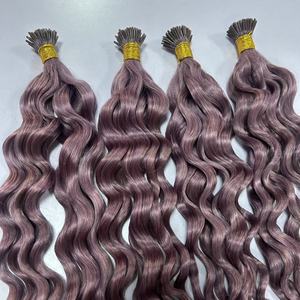 Wholesale Double Drawn I Tip Human Hair <strong>Extensions</strong> Curly <strong>Deep</strong> <strong>Wave</strong> Keratin Itip Remy Hair - Product Image 3