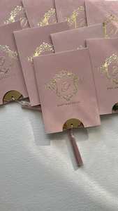 Invitation de <span class=keywords><strong>mariage</strong></span> minimaliste de luxe miroir doré acrylique velours daim Code QR Baptême Quinceanera Baby Shower Invitations en velours - Product Image 4