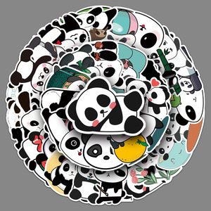 50 autocollants en PVC écologiques et imperméables pour enfants, motif <span class=keywords><strong>panda</strong></span>, dessin animé mignon, imprimés UV, pour skateboard DIY - Product Image 2