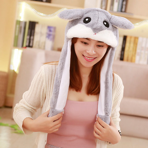 2025 New Arrivals Kawaii <strong>Rabbit</strong> Ear Moving LED Light Glowing <strong>Plush</strong> <strong>Hat</strong> Funny Animal Fur <strong>Hat</strong> Air Pumping Stuffed Animal Toys - Product Image 3