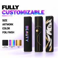 Boîte à rouge à lèvres personnalisée en noir mat avec impression holographique, emballage cosmétique avec impression et taille personnalisées