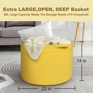 Cotton Rope Woven <b>Storage</b> Basket with Handles Diaper Caddy Nursery Nappies Organizer Baby <b>Shower</b> Basket for Kid's Room - Product Image 3