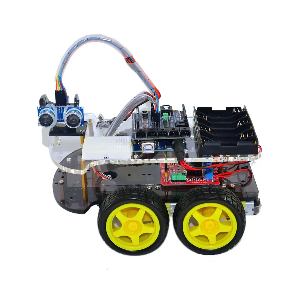 Arduinos robô rastreamento de linha e controle de ir, obstáculo e evitação e azul-carro inteligente