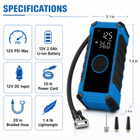 Portable Metal Digital Air Compressor 125 PSI Tire Inflator Rechargeable Battery Auto Stop Emergency LED Light OEM Supplier