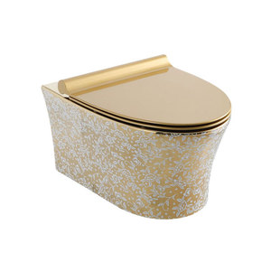 Inodoro de Pared con Diseño Europeo Elegante, Ahorro de Agua, con Sifón en P, de Una Pieza, Color Dorado - Product Image 3
