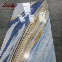 Panneau mural en PVC marbré plaqué or brillant de haute qualité Wayon, panneau mural en marbre UV, décoration intérieure
