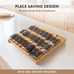 Organizzatore per Spezie Espandibile in Bambù a 4 Ripiani per Cassetti Profondi 3 Pollici (30/60 cm di Larghezza) - Contenitore per Condimenti (Barattoli Non Inclusi) - Product Image 2