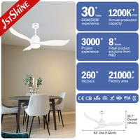 1stshine Blanc Noir Maison Plastique Lame Décorative Smart DC Moteur Led 52 Inch Plafond Ventilateur Lumière