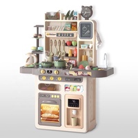 Samtoy 92CM Table de Cuisine Électrique avec Fonction Eau, Son et Lumière, Jouets d'Imitation, Mini Cuisine, Ensemble de Cuisson pour Enfants