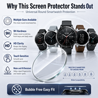 Film Pelindung Layar Kaca Temper Universal Round 9H HD Clear, Kompatibel dengan Samsung Huawei Garmin Xiaomi Smart Watch