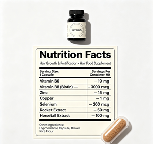 JAYHOO OEM/ODM <span class=keywords><strong>Croissance</strong></span> et <span class=keywords><strong>Fortification</strong></span> des Cheveux 90 Capsules avec Rocket, Horsetail, Zinc, Cuivre, Sélénium, Vitamine B8 et B6 - Product Image 2