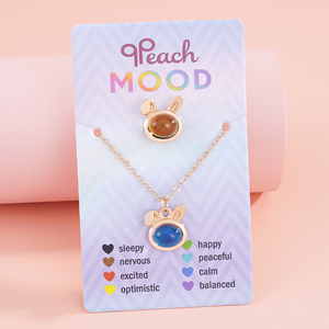 Ensemble collier et bague changeant <span class=keywords><strong>de</strong></span> couleur en fonction <span class=keywords><strong>de</strong></span> la température pour enfants, bijoux d'humeur, cadeau pour la fête des enfants - Product Image 4