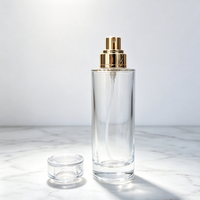 Flacon vaporisateur de parfum portable en verre de 30 ml, cylindre rond, flacons de voyage vides pour parfum avec atomiseur argenté ou doré