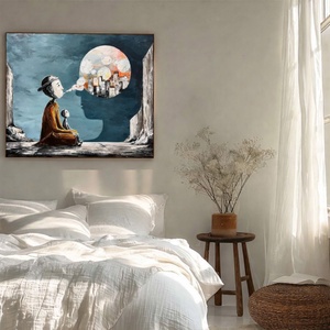 Cuadro Decorativo de Lienzo Enmarcado con Diseño de Burbujas de Ensueño, Arte Abstracto Minimalista en Tonos Neutros para Dormitorio, Lienzo Texturizado de Gran Tamaño - Product Image 3