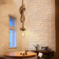 Lampe suspendue DIY Loft rétro industrielle vintage steampunk E27 en corde de chanvre pour bar, restaurant, salle à manger