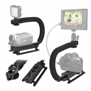 Poignée de prise de vue vidéo professionnelle en alliage d'aluminium avec support griffe froide à dégagement rapide pour caméra - Product Image 1