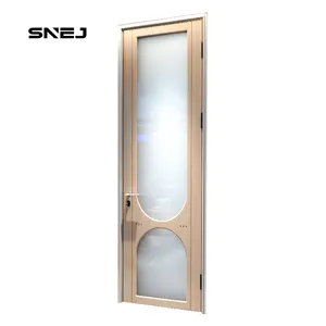 पीवीसी दरवाजे गृह प्रवेश डिजाइन बाहरी सुरक्षात्मक ठोस दरवाजा सिंगल पैनल ग्लास लकड़ी का दरवाजा आंतरिक सुरक्षा