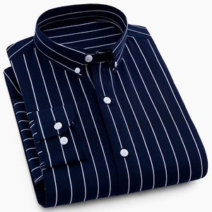 OEM primavera/estate 2021 cotone Oxford Spinning camicia a maniche lunghe da uomo Business Casual pollici camicia a righe in cotone abbigliamento da uomo - Product Image 4