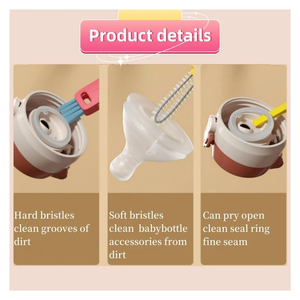 Zenidoo Sustainable 3-in-1 Cup Lid Cleaning <b>Brush</b> with Glass Cleaning Spray for Crevice <b>Bottle</b> Gap & Tight Spaces - Product Image 5