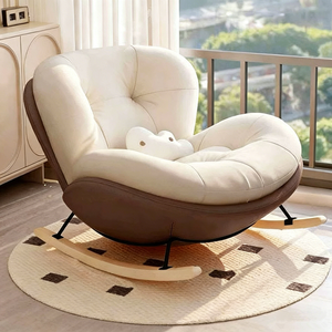 Sillón Reclinable de Diseño Nórdico Moderno y Lujoso, Sillón Individual de Cuero para Descanso, para Adultos, Sala de Estar, Oficina en Casa, Dormitorio - Product Image 4