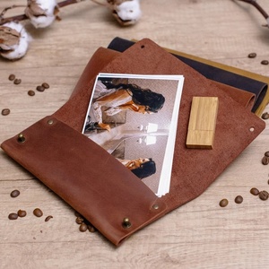 Nouvelle conception Pochette enveloppe personnalisée Vintage Luxe Véritable cuir Enveloppe pour photos - Product Image 3