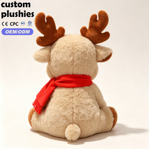 Venta al por Mayor de Lindos Peluches de Reno de Navidad con <span class=keywords><strong>Nariz</strong></span> <span class=keywords><strong>Roja</strong></span> y Bufanda <span class=keywords><strong>Roja</strong></span> para Decoración del Hogar - Product Image 3