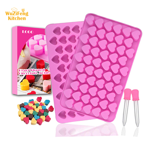 Tự Làm Thạch Tan Chảy Gummy Hồng Không Dính Sô Cô La Xà Phòng Ice Cube Khay Silicone Trái Tim Ngọt Ngào Hình Dạng Khuôn Mini Kẹo Khuôn Với Nhỏ Giọt - Product Image 1