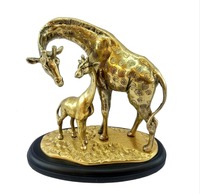Sculpture de girafe moderne en fer avec base en bois, faite à la main, ornement de table de mariage, décoration artistique de luxe, écologique, pour la maison, le bureau et le salon