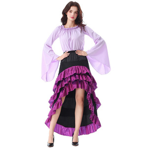 <span class=keywords><strong>Disfraz</strong></span> de Pirata Bucanero para <span class=keywords><strong>Mujer</strong></span>, Conjunto Victoriano de Halloween con Blusa, Falda con Volantes, Estilo Punk Renacentista <span class=keywords><strong>Burlesque</strong></span>, Diseño Asimétrico - Product Image 3