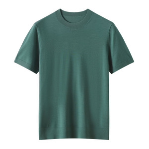 Camicia 100% da <span class=keywords><strong>uomo</strong></span> a girocollo tinta unita in lana Merino tinta unita a maniche corte lavorata a <span class=keywords><strong>maglia</strong></span> - Product Image 5